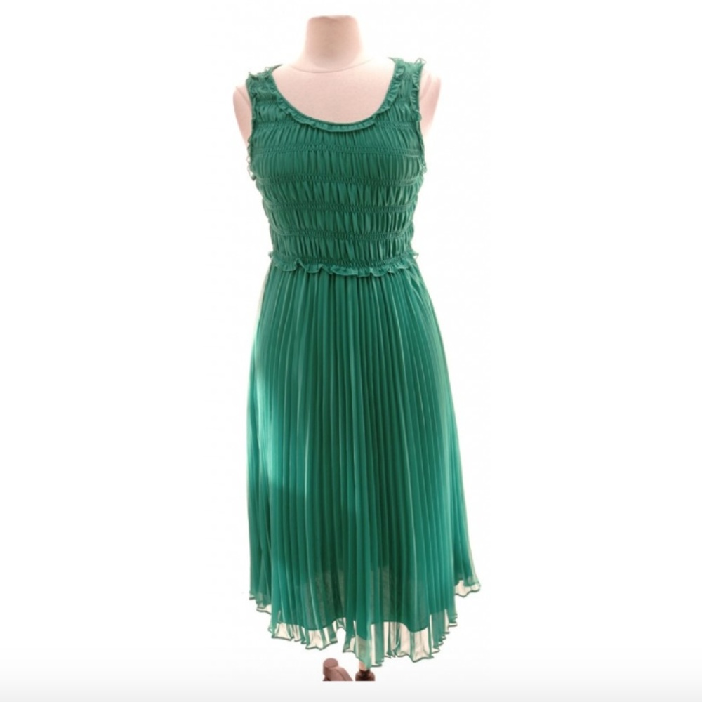 NEW! MSSP Green Pleated Dress Size Medium